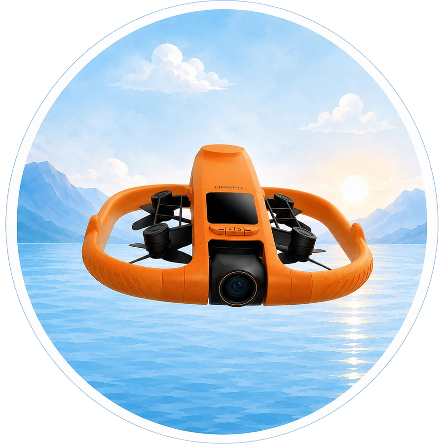 Дрон Hover Aqua Pro в полёте над морем